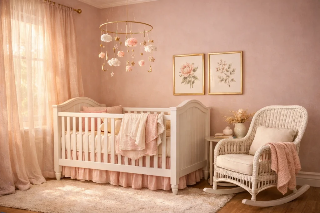 Idea 6 — Soft Pink Dreamy Nursery for a Romantic Gentle Atmosphere