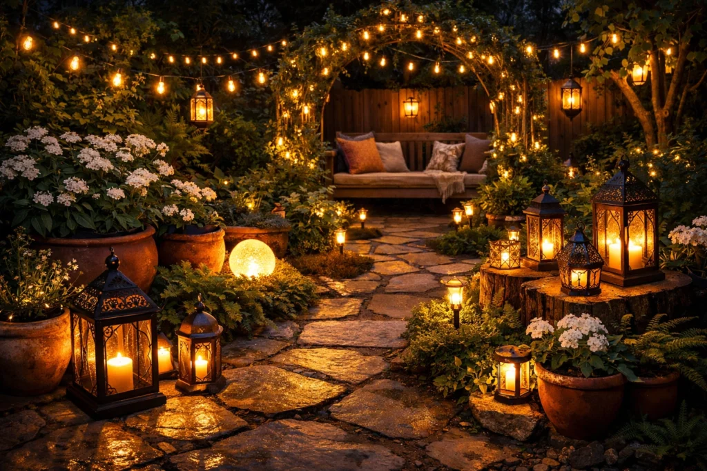 Small Garden Decoration and Lighting Ideas