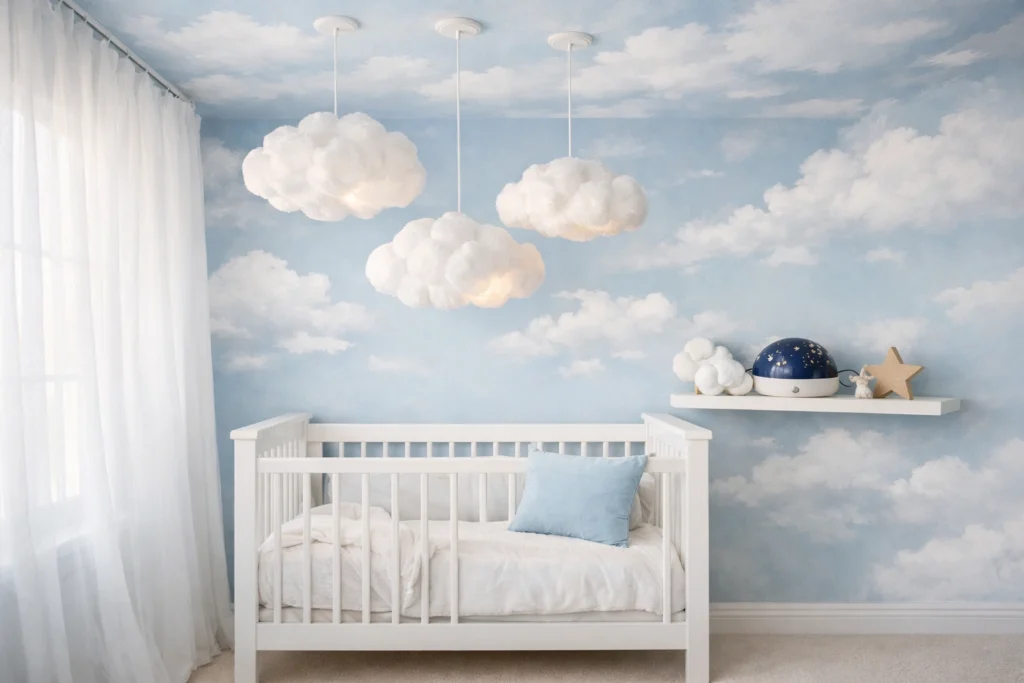 Theme 12 — Cloud Nine: Dreamy Sky Nursery With Soft Clouds and Gentle Blues