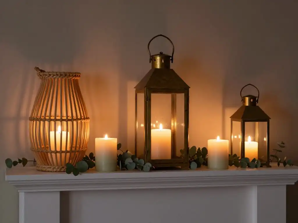 Best Summer Mantel Decorating Ideas With Candles and Lanterns