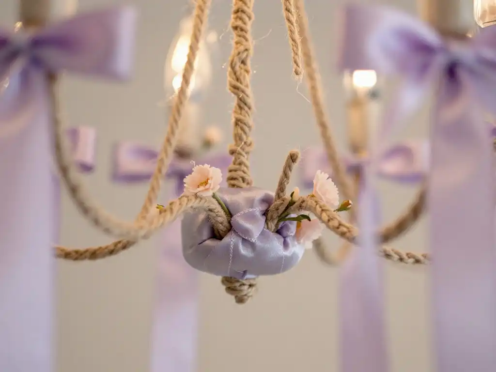 How Ribbon, Twine and Floral Wire Create Effortless Spring Chandelier Magic