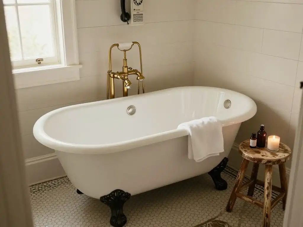 How to Add a Clawfoot Tub or Freestanding Tub to a Small Vintage Bathroom