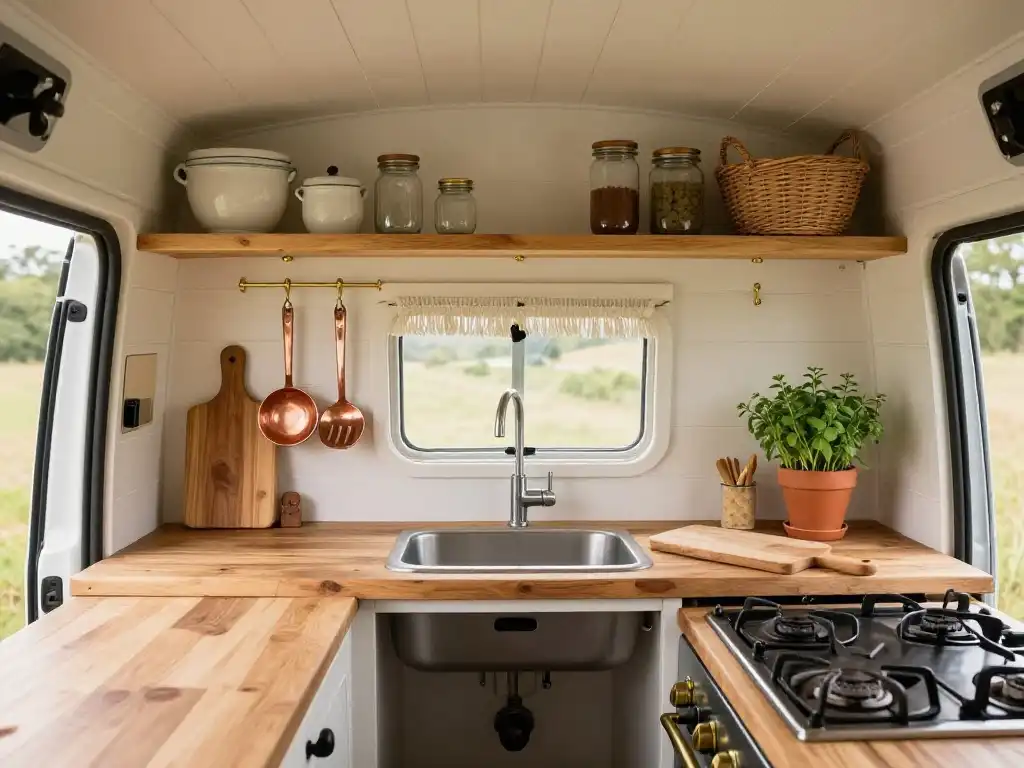 How to Design a Boho Van Kitchen That Looks Beautiful and Actually Works Hard