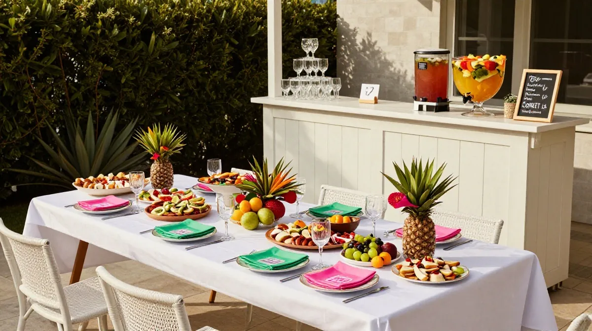 How to Set Up the Perfect Summer Pool Party Table and Bar Area