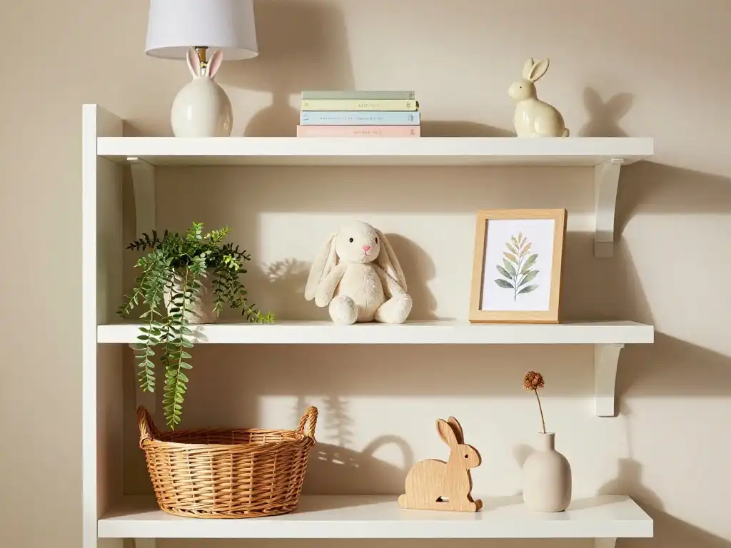 How to Style Open Nursery Shelves With a Rabbit Theme Like a Pro