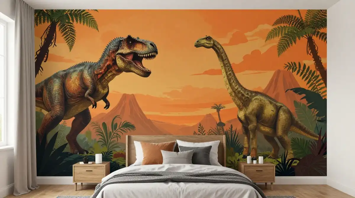 Kids Bedroom Mural Ideas With Dinosaurs and Prehistoric World