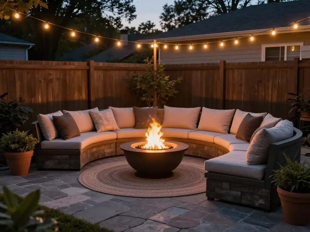 Simple DIY Backyard Patio With Fire Pit and Seating Area