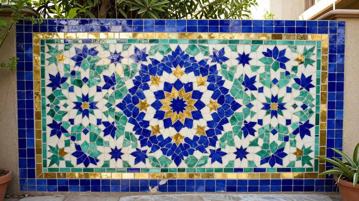 Backyard Garden Wall Painting Ideas With Mosaic and Pattern Design