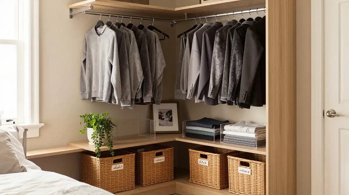How to Style an Open Corner Closet That Looks Like Intentional Interior Design
