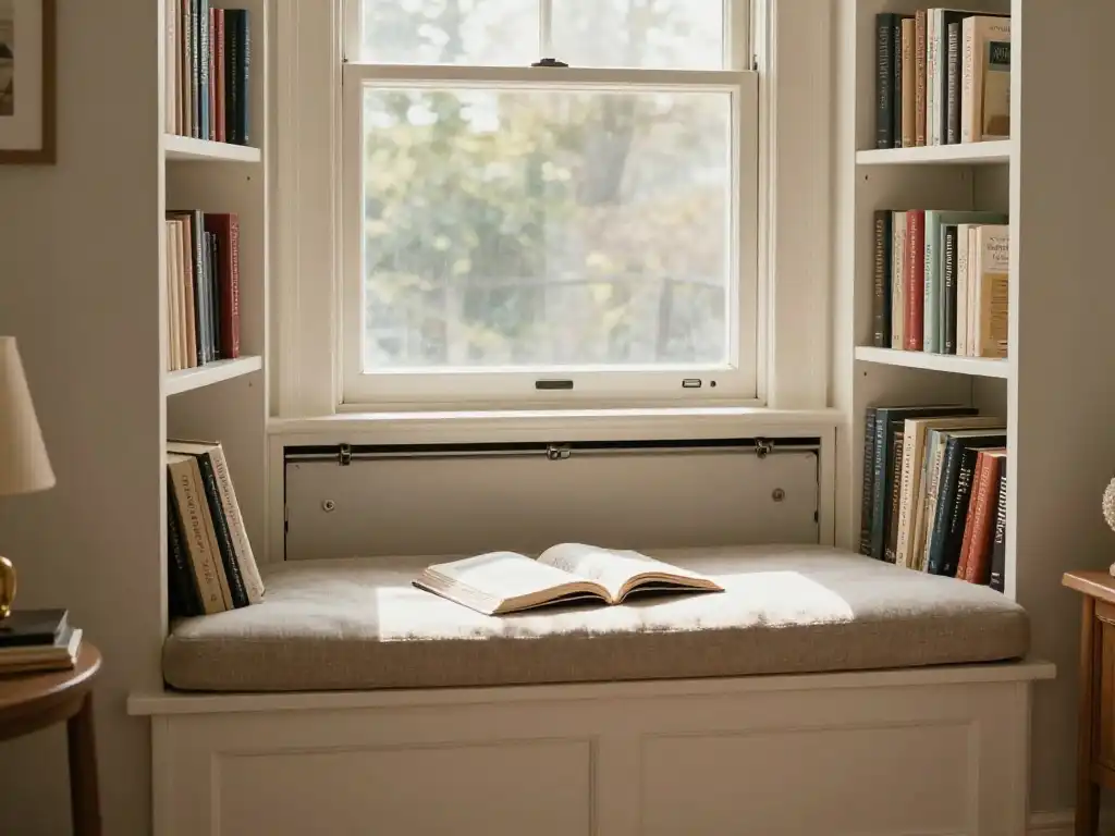 12 — Window Seat Storage: The Cozy Nook That Doubles as Your Entire Library