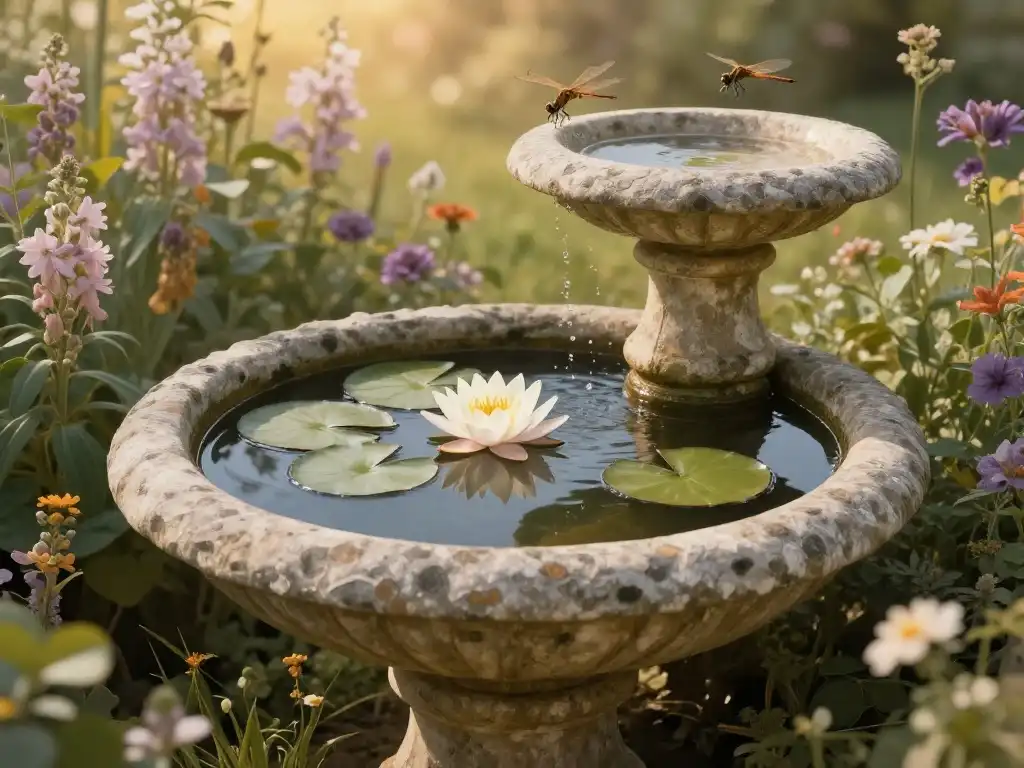 Water Features, Birdbaths, and Ponds That Deepen the Enchanted Garden Atmosphere