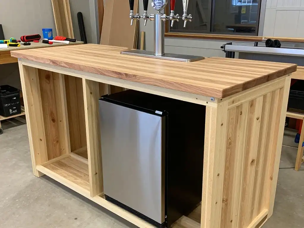 How to Build a Man Cave Shed Bar With a Kegerator and Mini Fridge