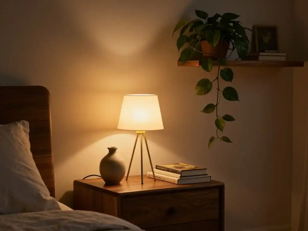 How to Style Lighting Plants and Accessories in a Mid Century Modern Bedroom