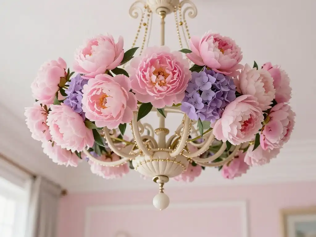 How to Use Peonies and Hydrangeas to Build a Showstopping Chandelier Display