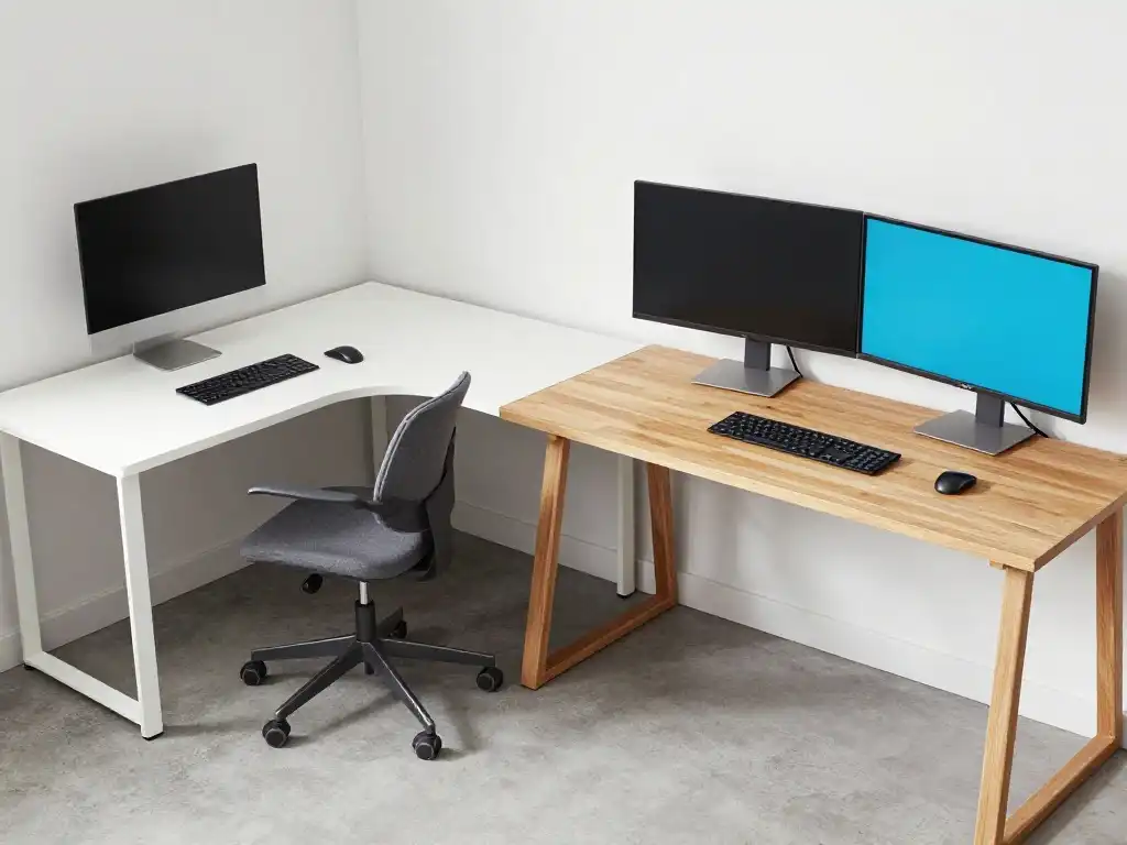 L-Shaped vs Straight Double Desk — Which One Actually Fits Your Tiny Office