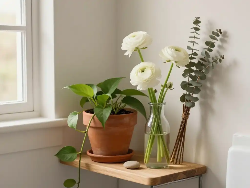 Spring Botanicals and Greenery That Instantly Breathe Life Into a Tiny Bathroom Space