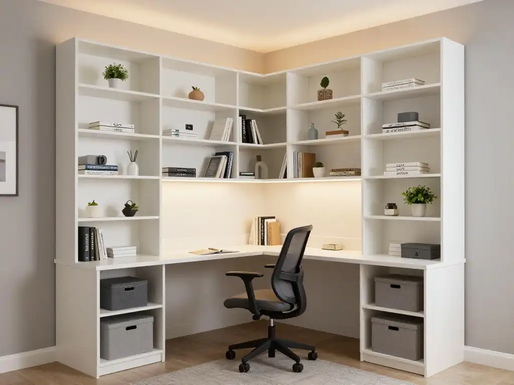 Genius Corner Desk Ideas With Built In Shelves and Storage