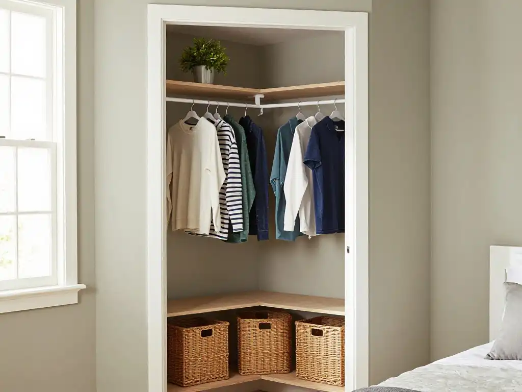 The Open Corner Closet Idea That Makes Small Bedrooms Look Twice as Big