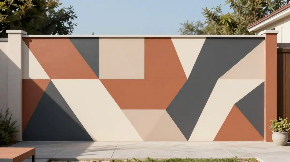 Backyard Garden Wall Painting Ideas With Geometric and Abstract Designs