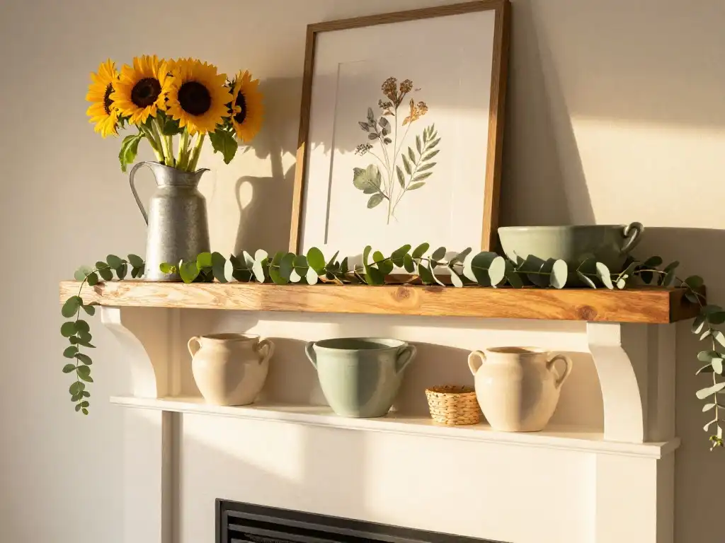 Best Farmhouse Summer Mantel Decorating Ideas Full of Warmth and Charm