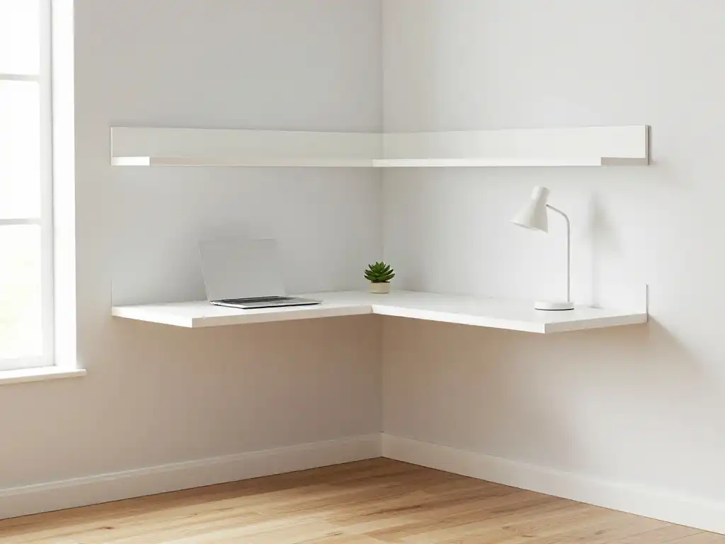 Genius Corner Desk Ideas With Floating Wall Mounted Design