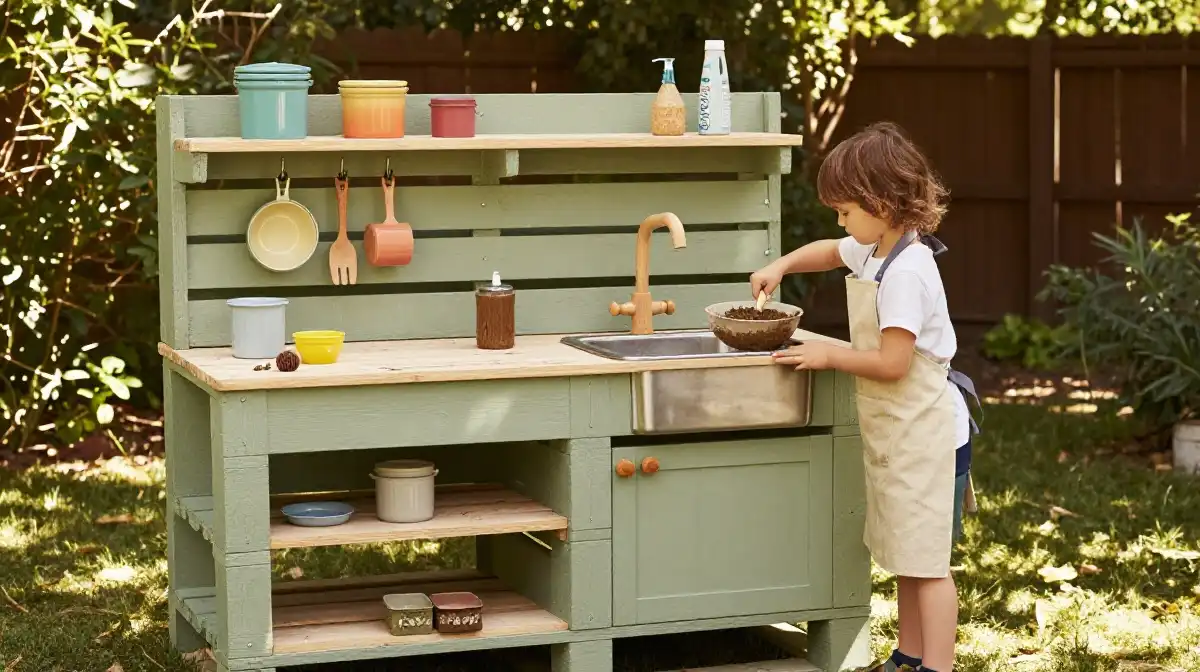 How to Make a Pallet Mud Kitchen for Kids Outdoor Play
