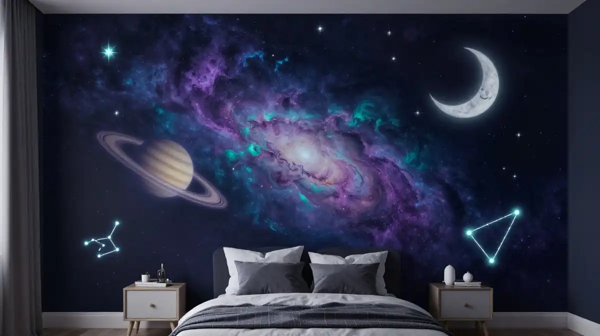 Kids Bedroom Mural Ideas With Space and Galaxy Theme
