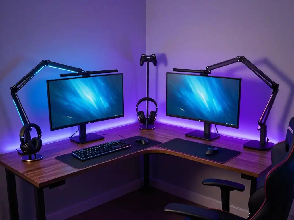 Genius Corner Desk Ideas for a Gaming and Dual Monitor Setup