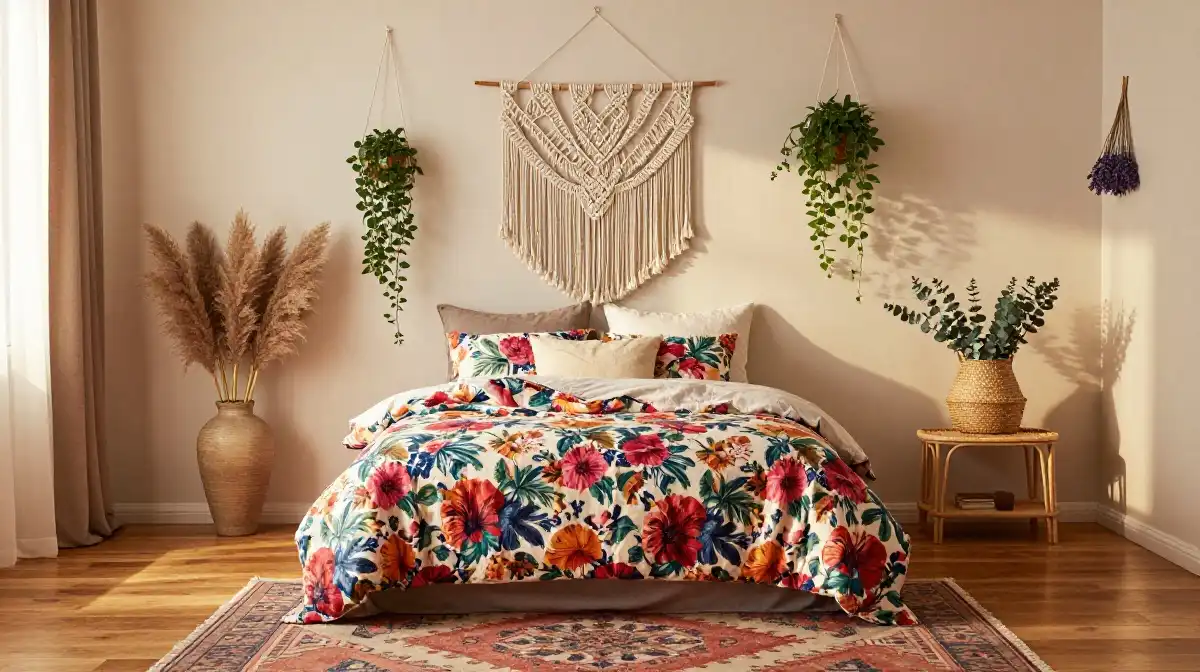 Boho Floral Bedroom Ideas That Layer Texture Color and Natural Elements