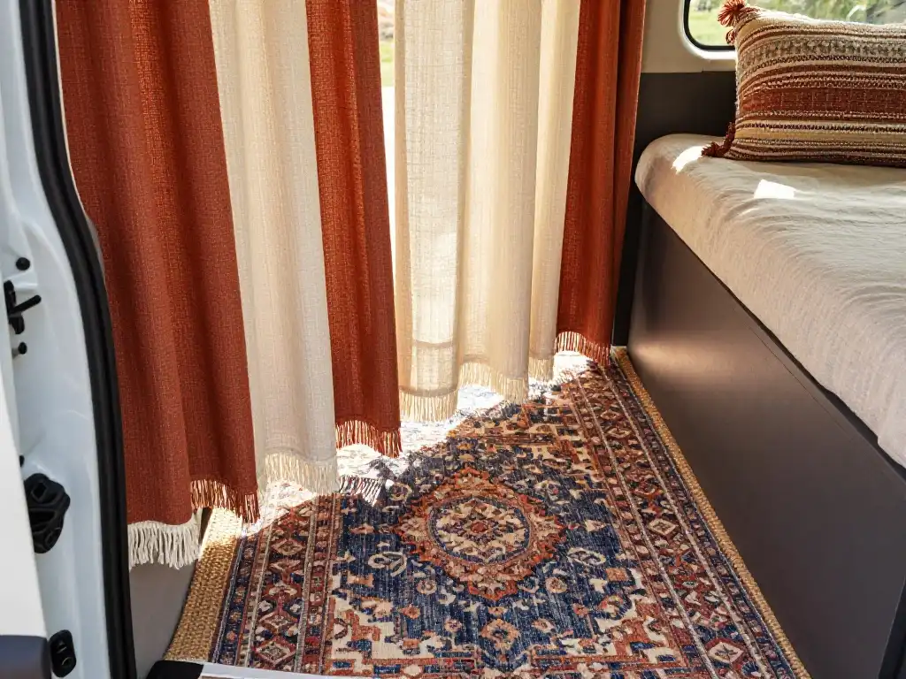 Curtains Rugs and Textiles — The Secret Weapons Behind Every Stunning Boho Van Interior