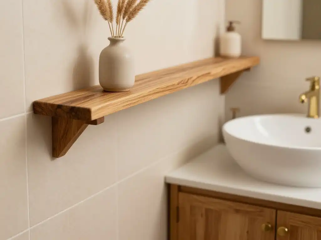 How Wood Accents Transform a Cold Tiny Bathroom Into Something Soulful