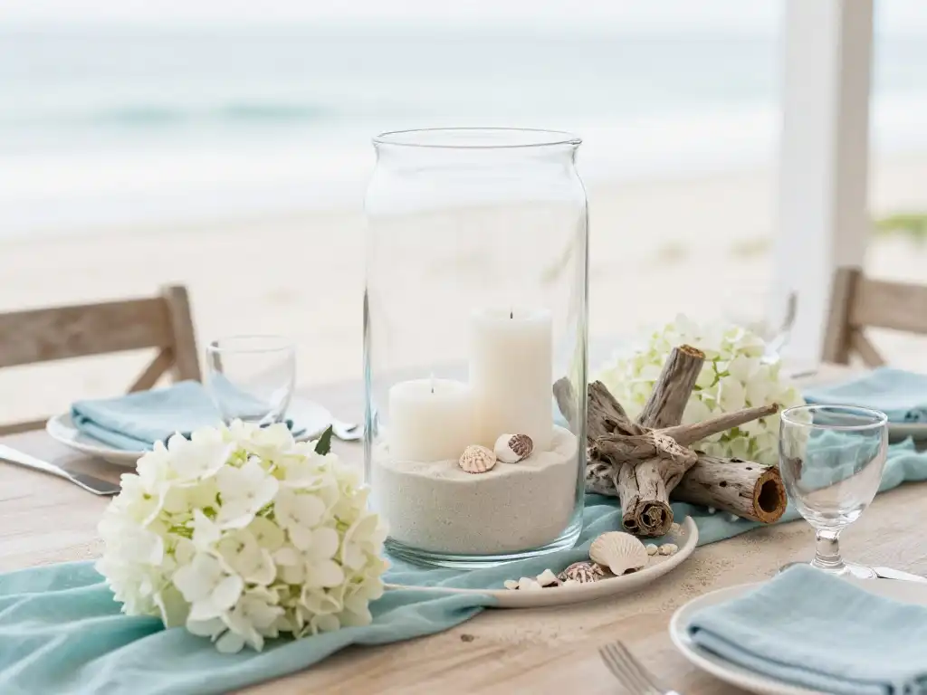 How to Create a Coastal and Beach Themed Summer Table Centerpiece