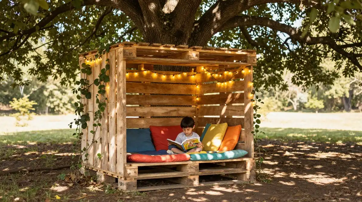 How to Create a Pallet Reading Nook for Kids Outdoors