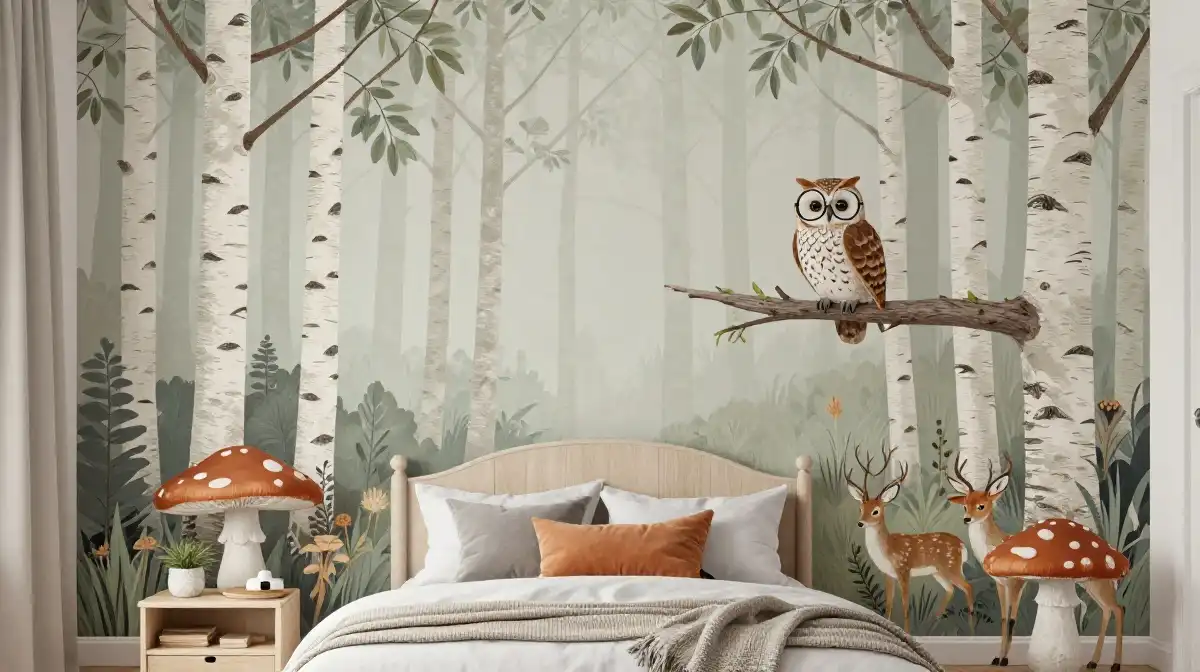Kids Bedroom Mural Ideas With Forest and Woodland Animals