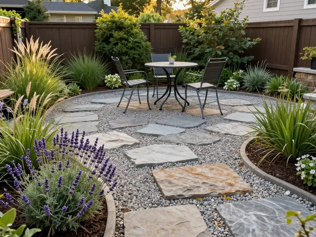 Simple DIY Backyard Patio With Gravel and Flagstone