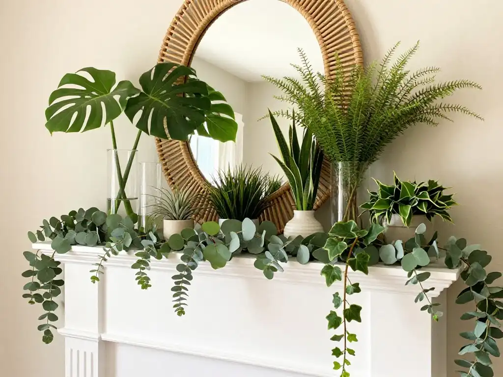 Best Summer Mantel Decorating Ideas With Greenery and Botanicals