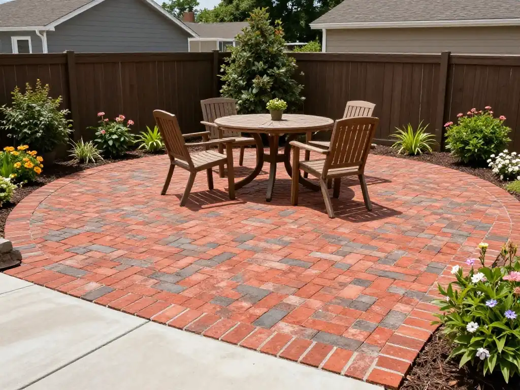 Simple DIY Backyard Patio With Concrete and Brick