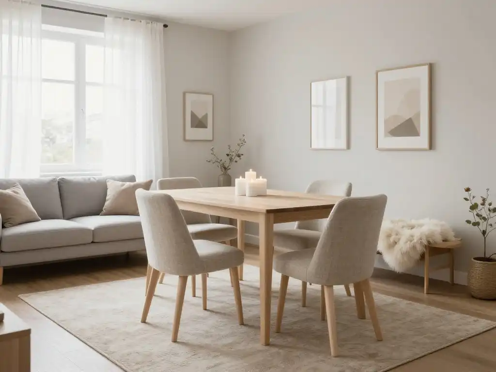 Small Cozy Living Dining Room in Scandinavian and Hygge Style
