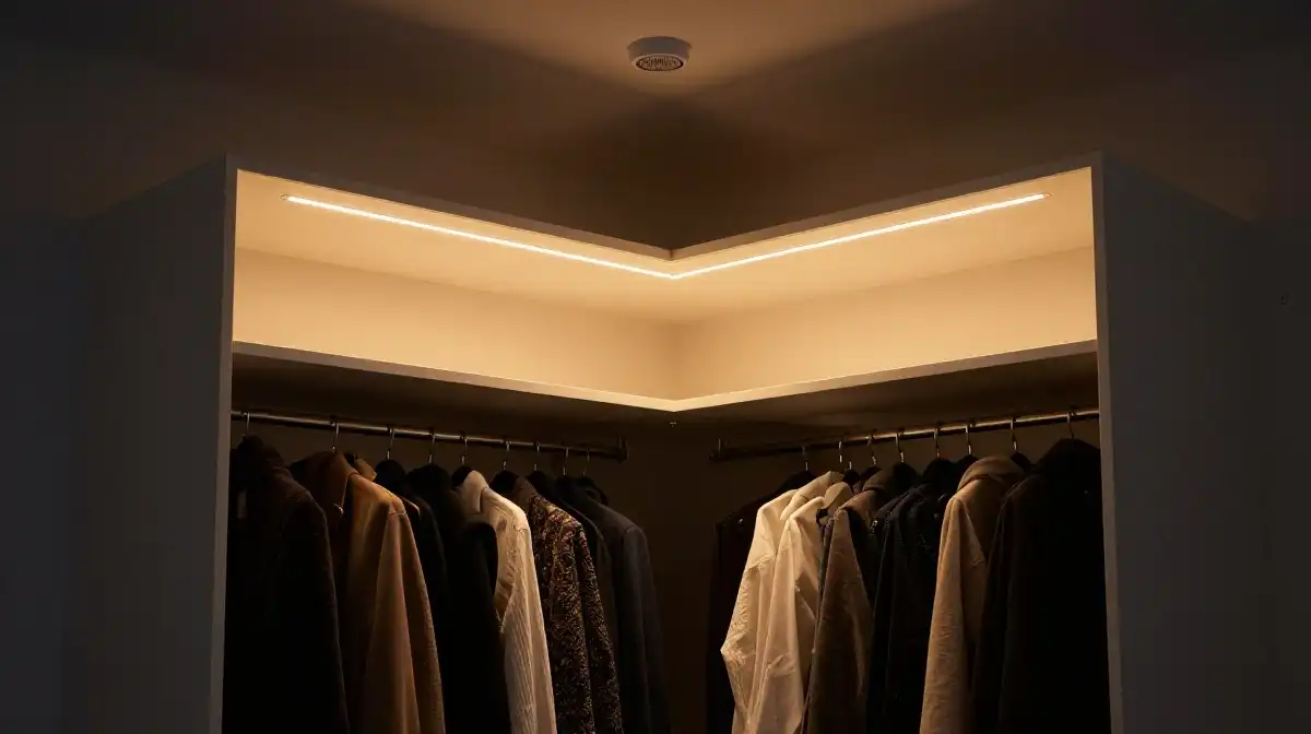 How to Light a Corner Closet So You Never Lose Anything in the Dark Again