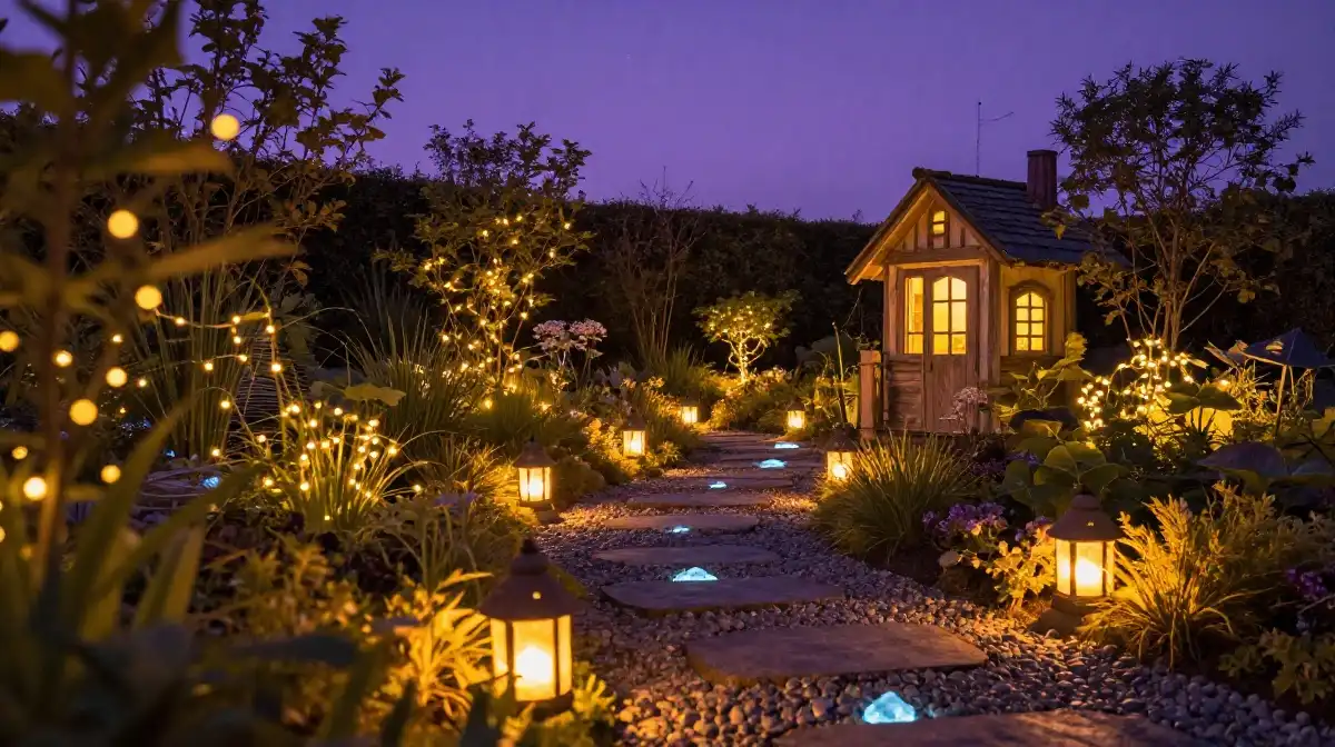 9. Outdoor Fairy Garden Path and Lighting Ideas That Glow With Enchanting Nighttime Beauty