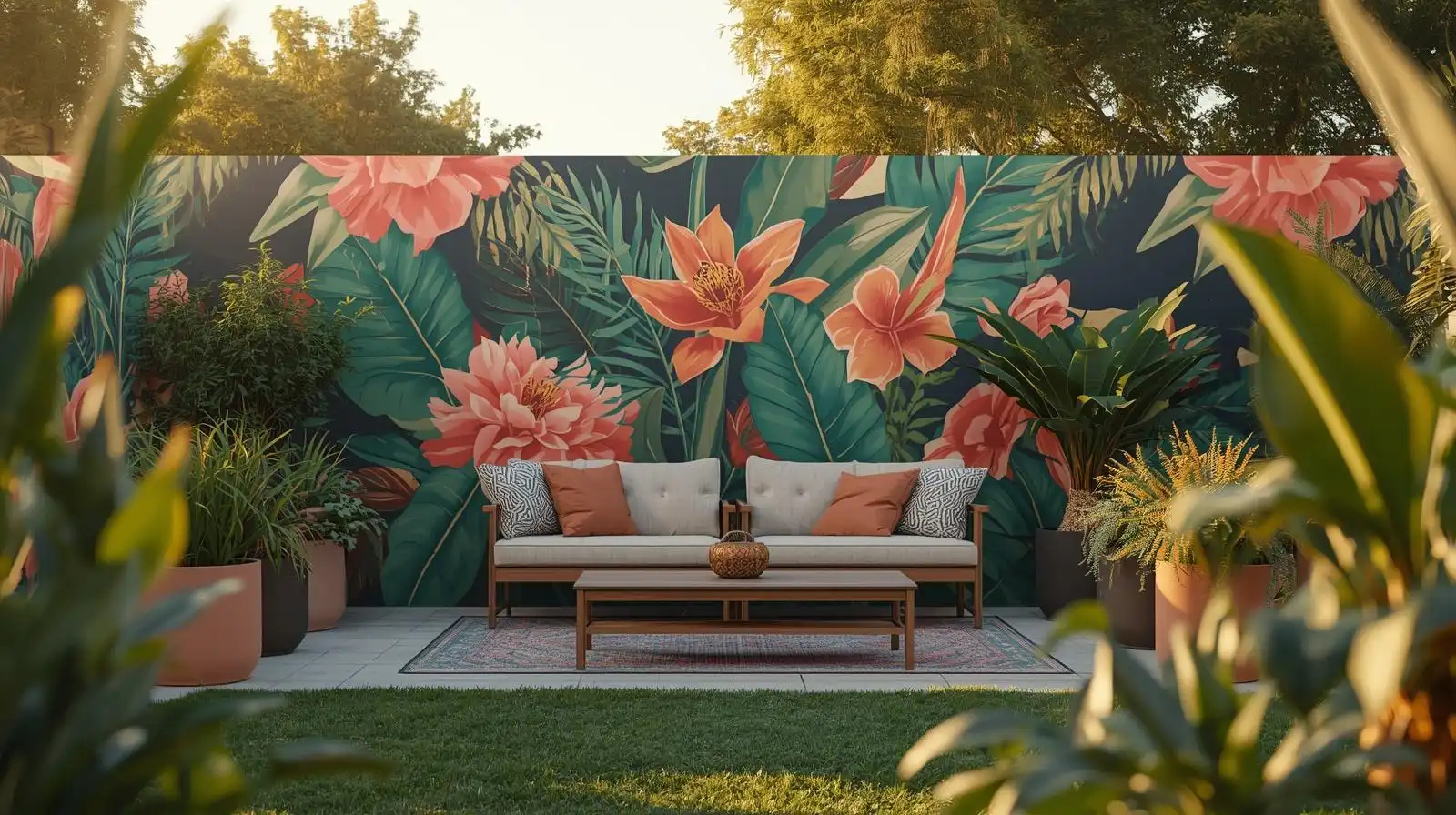 backyard garden wall painting ideas