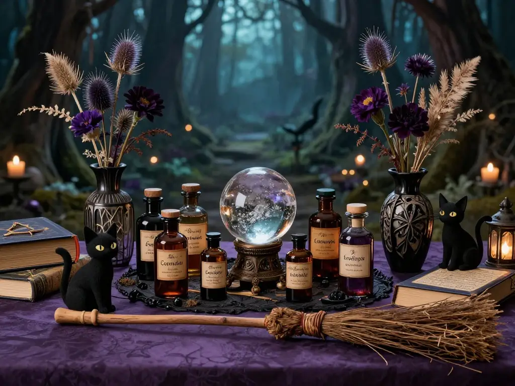 Witch-Themed Halloween Table Centerpiece Decoration Ideas
