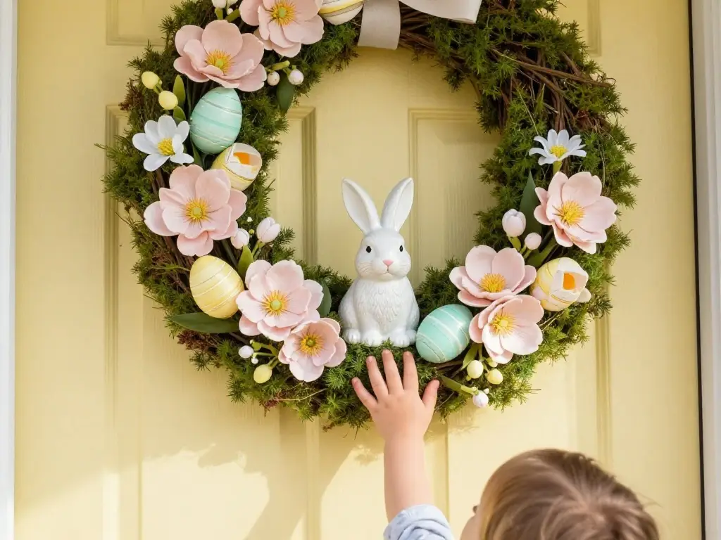 Easter Wreaths With Bunny and Figurine Accents That Kids Absolutely Love