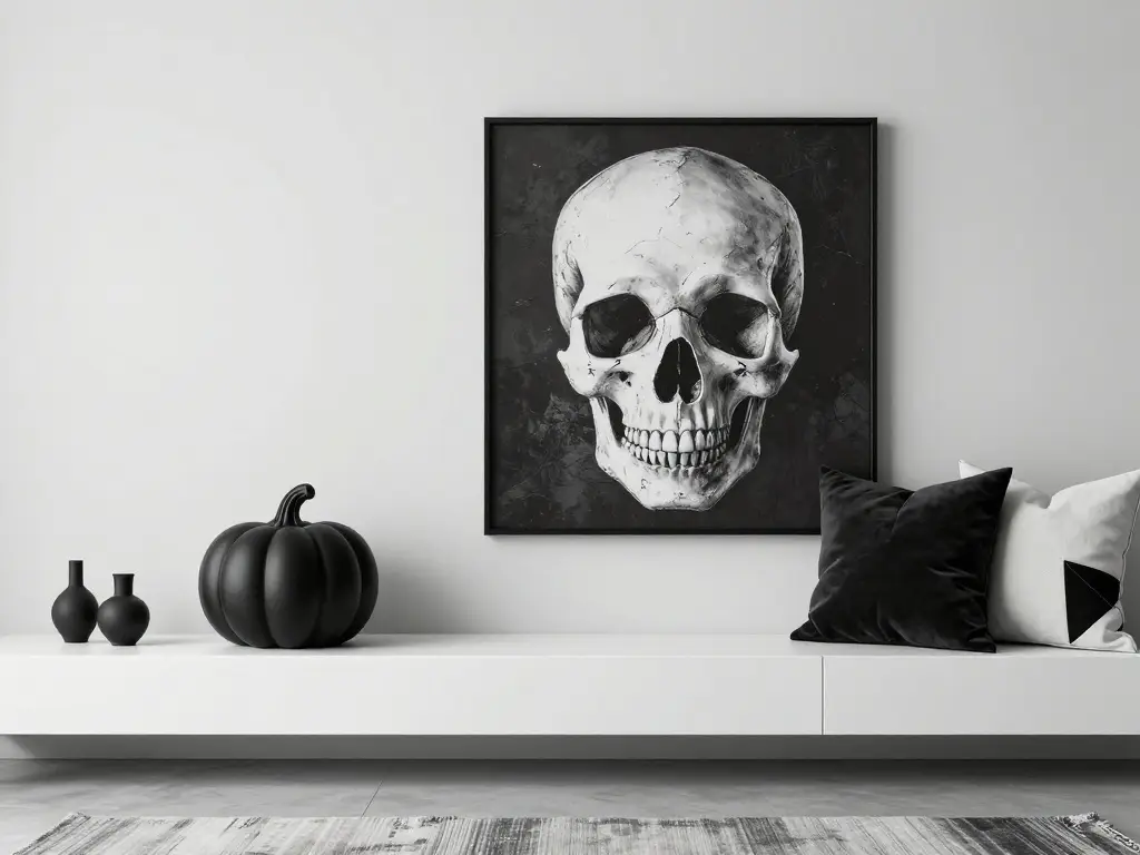 Modern Minimalist Halloween Living Room Decor for a Subtle Spooky Vibe