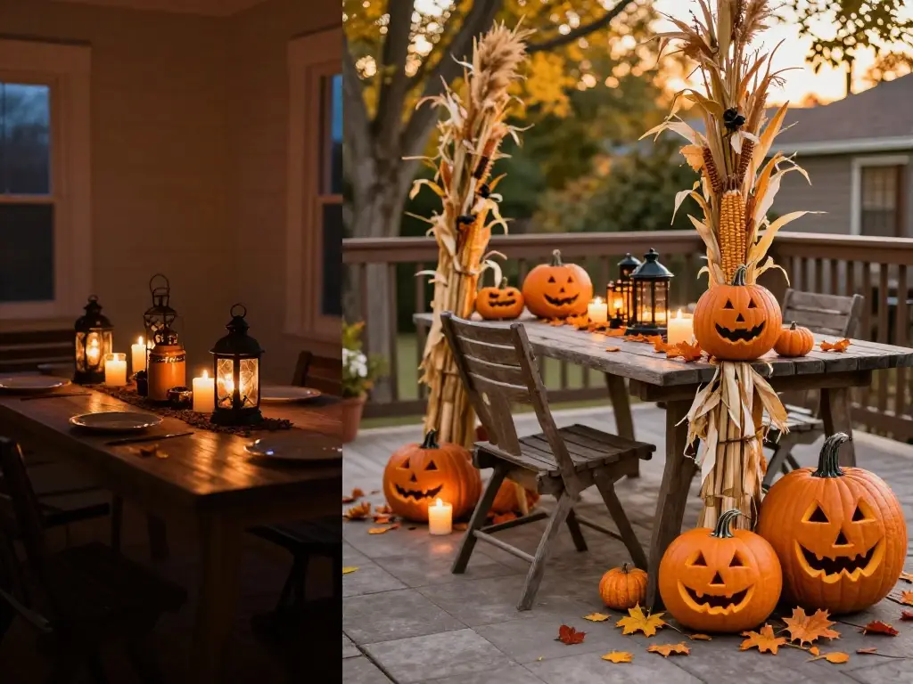 Outdoor and Indoor Halloween Table Centerpiece Setup Ideas