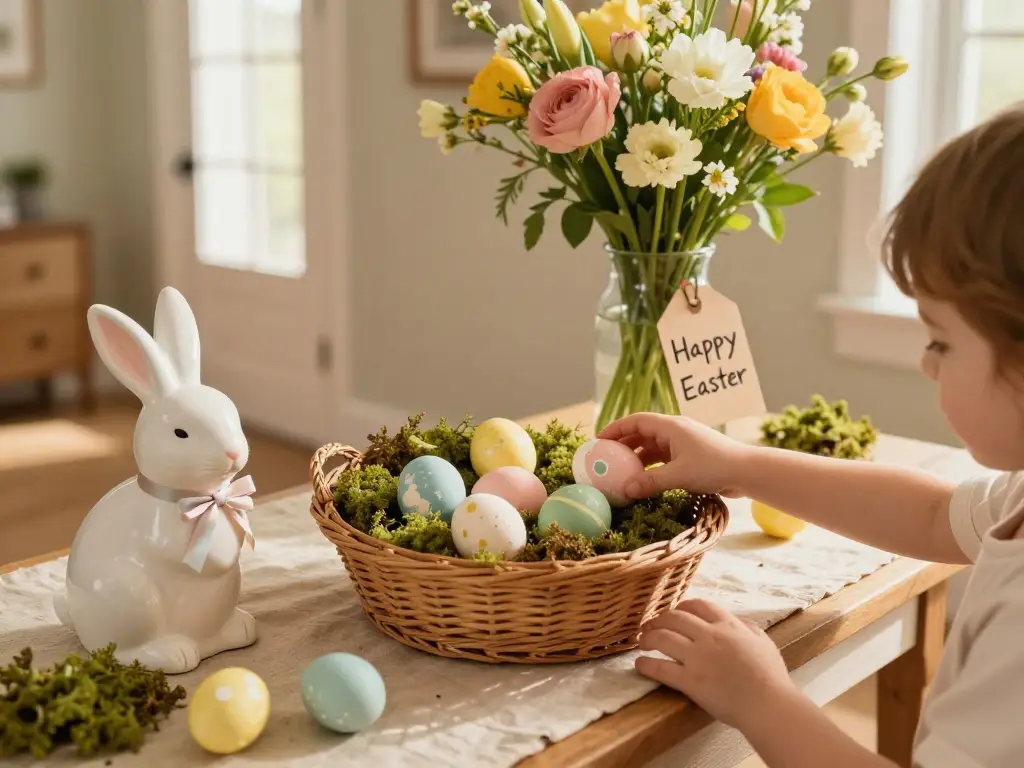 Kid-Inclusive Easter Entryway Displays the Whole Family Helped Actually Create