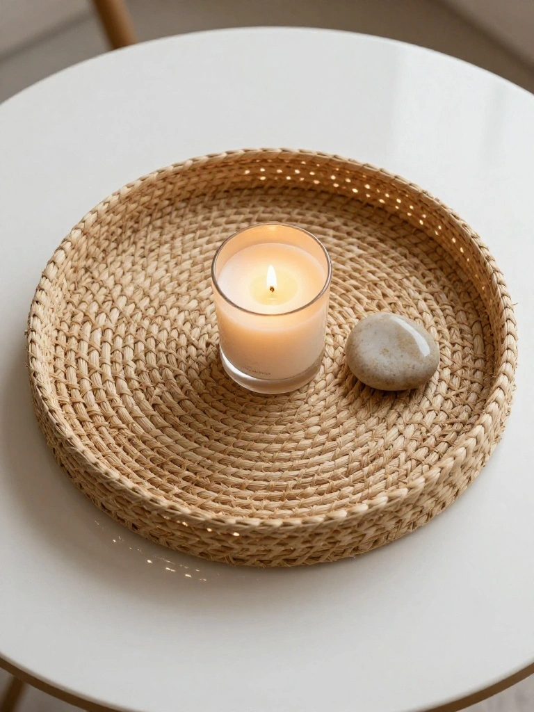 Braided Textures: Elevating Flat Table Tops Using Twisted Sea Grass Trays