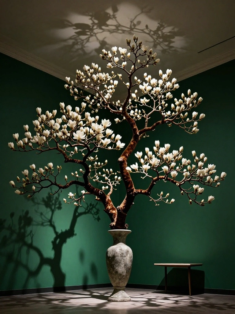 Bold Botanicals: Striking a Fierce Dynamic with Oversized Magnolia Branches
