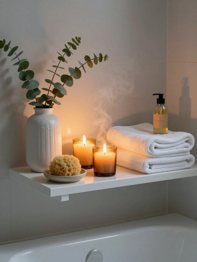 Winter Bathroom Shelf Styling That Creates a Spa Atmosphere at Home