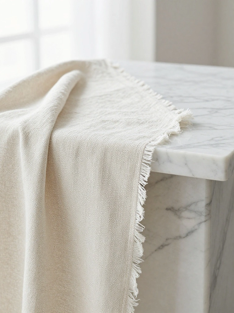 The Linen Canvas: Softening Cold Marble Surfaces with Raw Textile Edges
